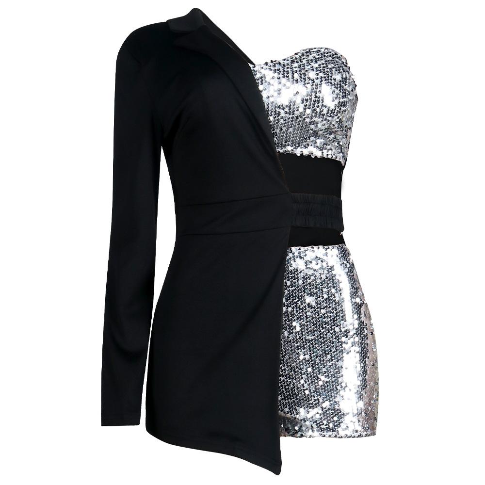 Sexy Bodycon Sequined 3pcs Short Dresses-STYLEGOING