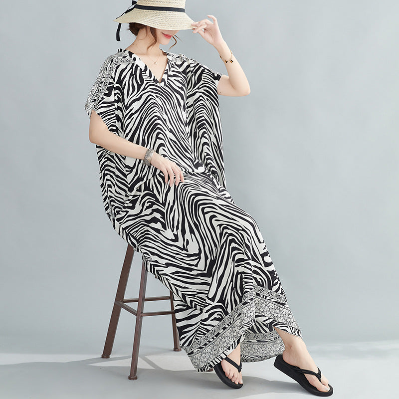 Summer Zebra Design Long Dresses