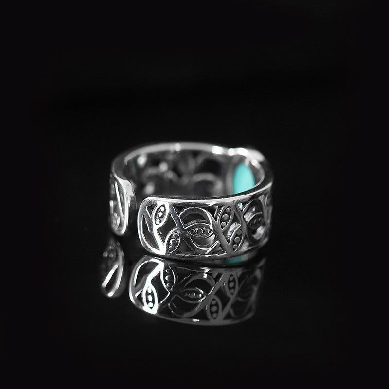 Antique Hollow Out Flower Design Silver Rings for Women