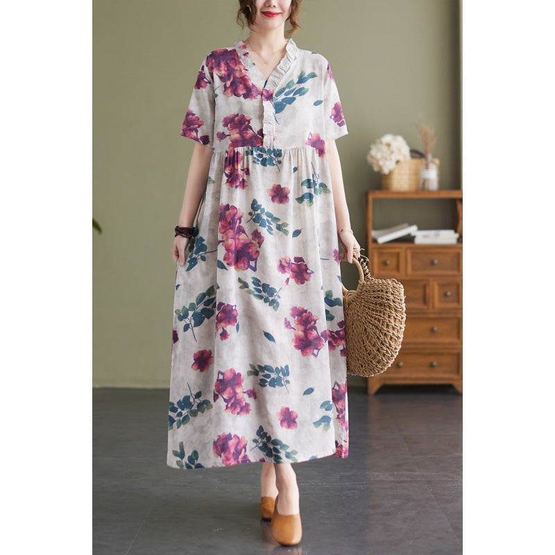 Women Summer Linen Plus Sizes Long Cozy Dresses