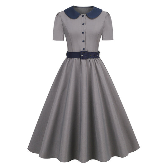 Vintage Grey Women Midi Dresses