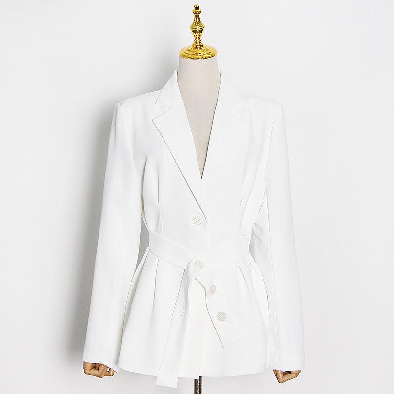 Luxury classsy white blazers with Belt-STYLEGOING
