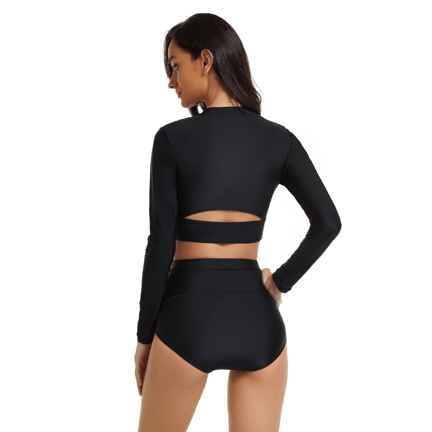 Black Long Sleeves Women Diving Swimsuits