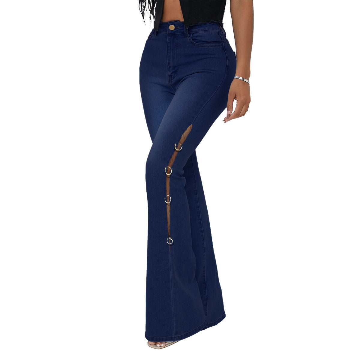 Fashion Metal Denim Women Trumpet Jeans