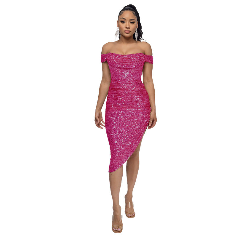 Sexy Off The Shoulder Sequined Mini Cocktail Dresses
