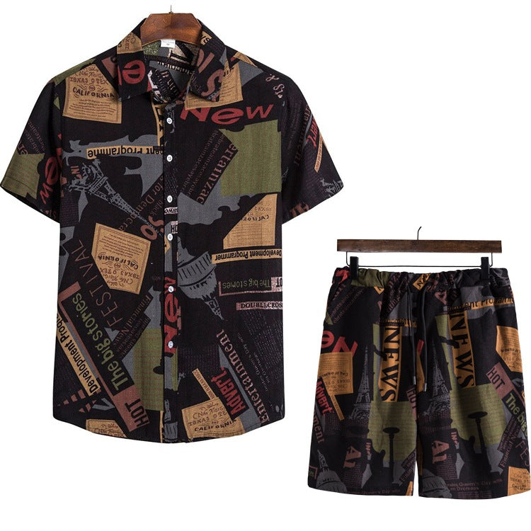 Leisure Summer Men's Short T Shirts and Shorts Suits