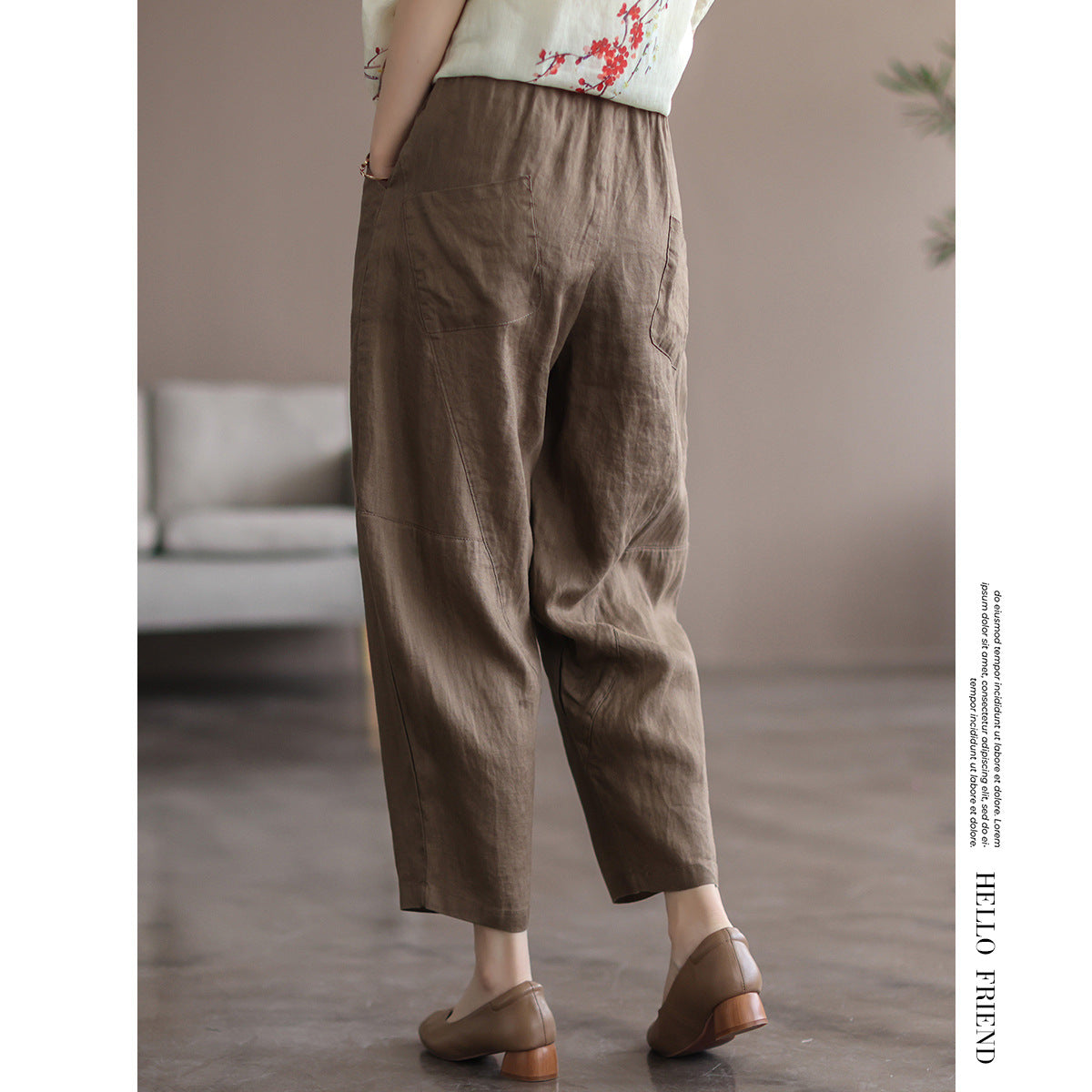 Casual Linen Candy Colors Women Harem Pants