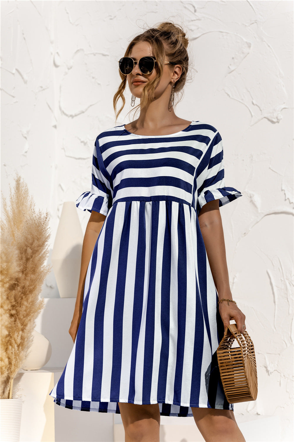 Casual Striped Short Sleeves Summer Daily Dresses