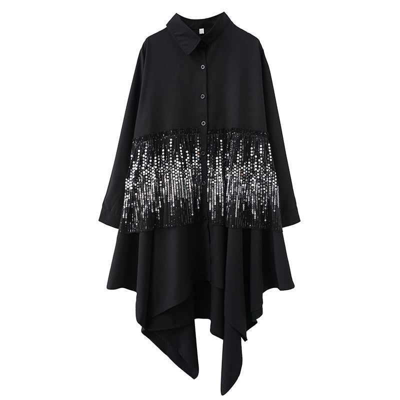 Black Irregular Plus Sizes Long Cozy Dresses