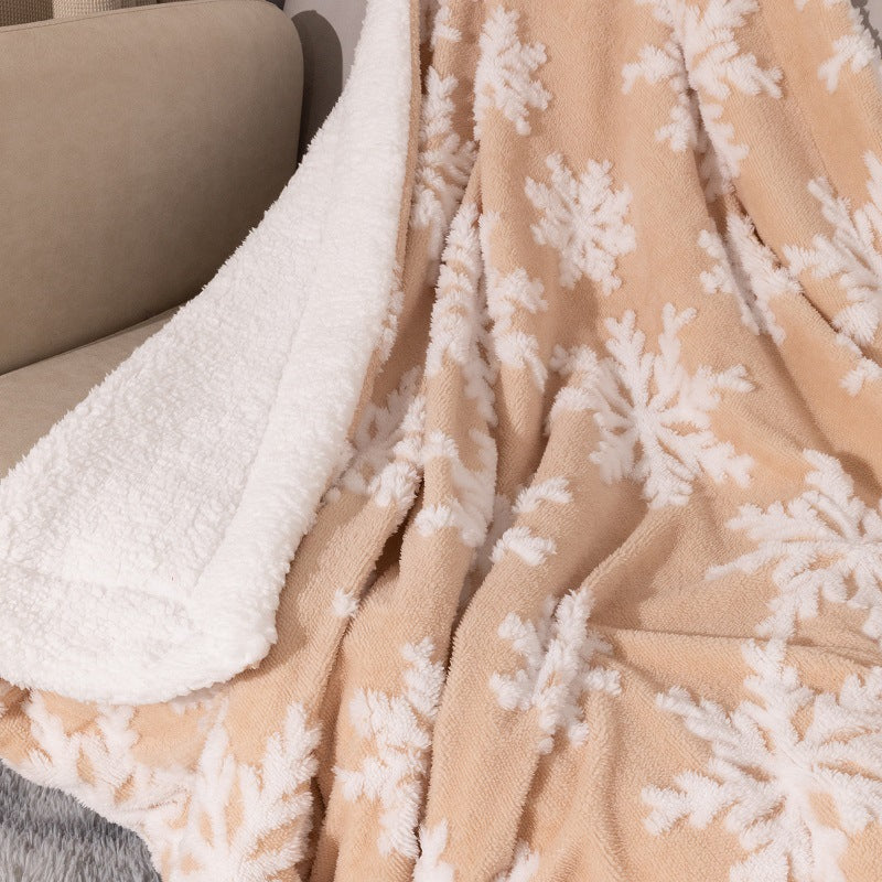Winter Soft Warm Fleece Blnket with Christmas Snow Flake Design
