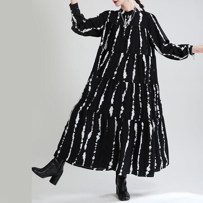 Women Long Sleeves Stand Collar Fall Cozy Dresses