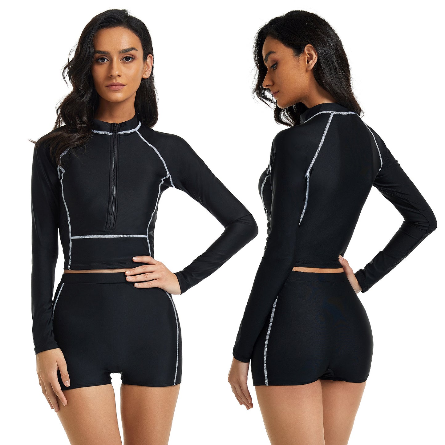 Black Long Sleeves Surfing Wetsuits for Women