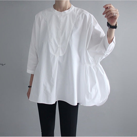 Women Irregular 3/4 Length Sleeves White Shirts