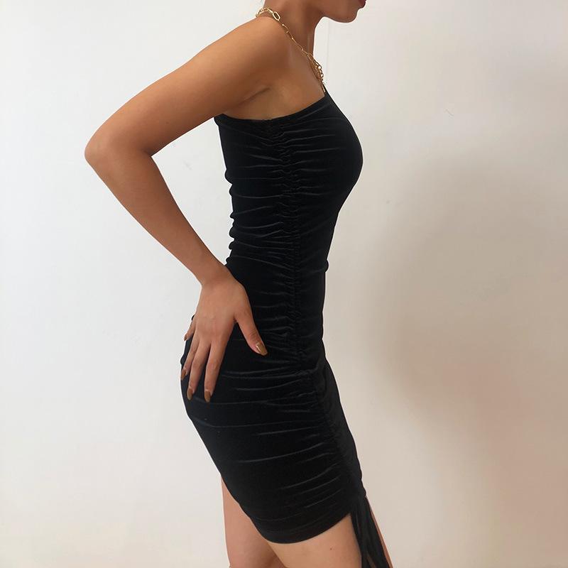 Sexy One Shoulder High Waist Drawstring Women Mini Dresses