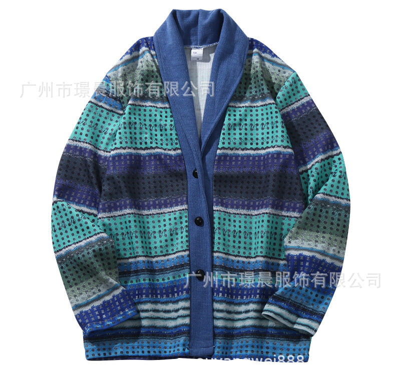 Men's Print Long Sleeves Knitting Cardigan Sweaters