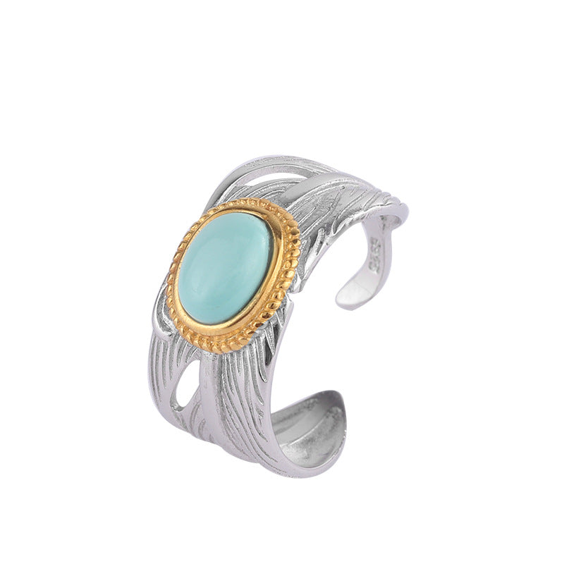 Luxury Vintage Feather Design Sliver Rings for Women