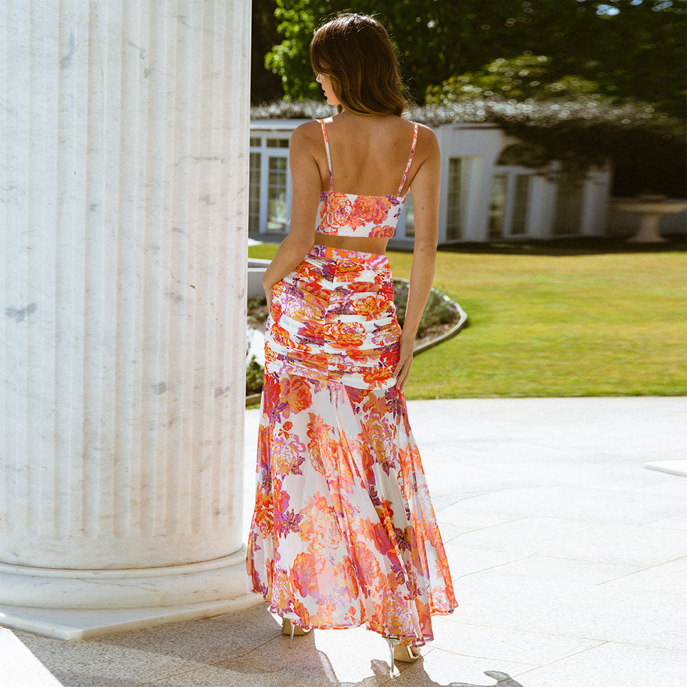 Sexy Floral Split Front Two Pieces Summer Dresses