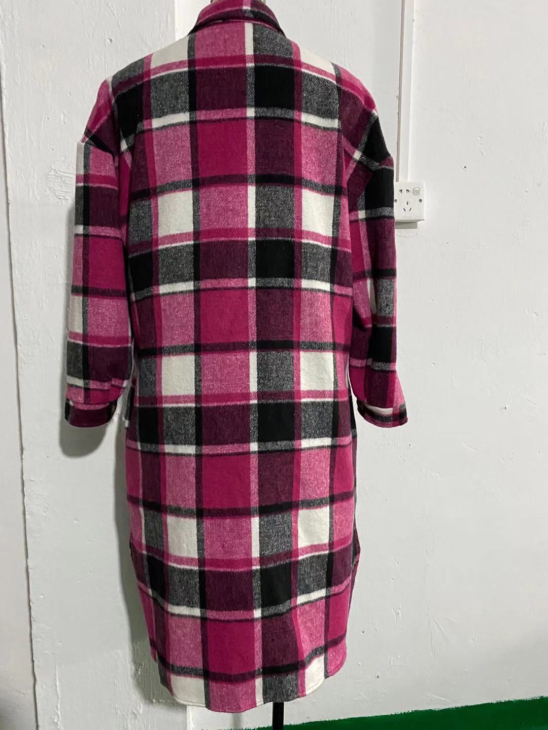 Casual Women Plaid Woolen Long Shirts