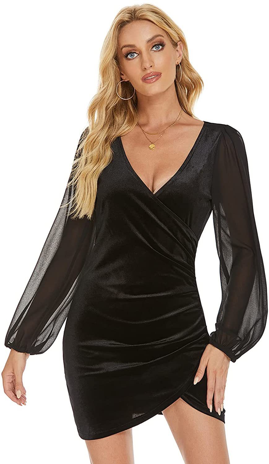 Sexy V Neck Long Sleeves Party Dresses