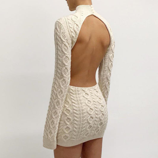 Sexy Backless Knitted Mini Fall Dresses