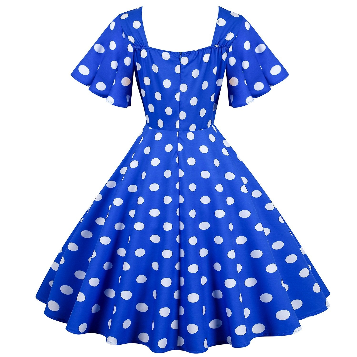 Retro Dot Print Short Sleeves Short Dresses-STYLEGOING