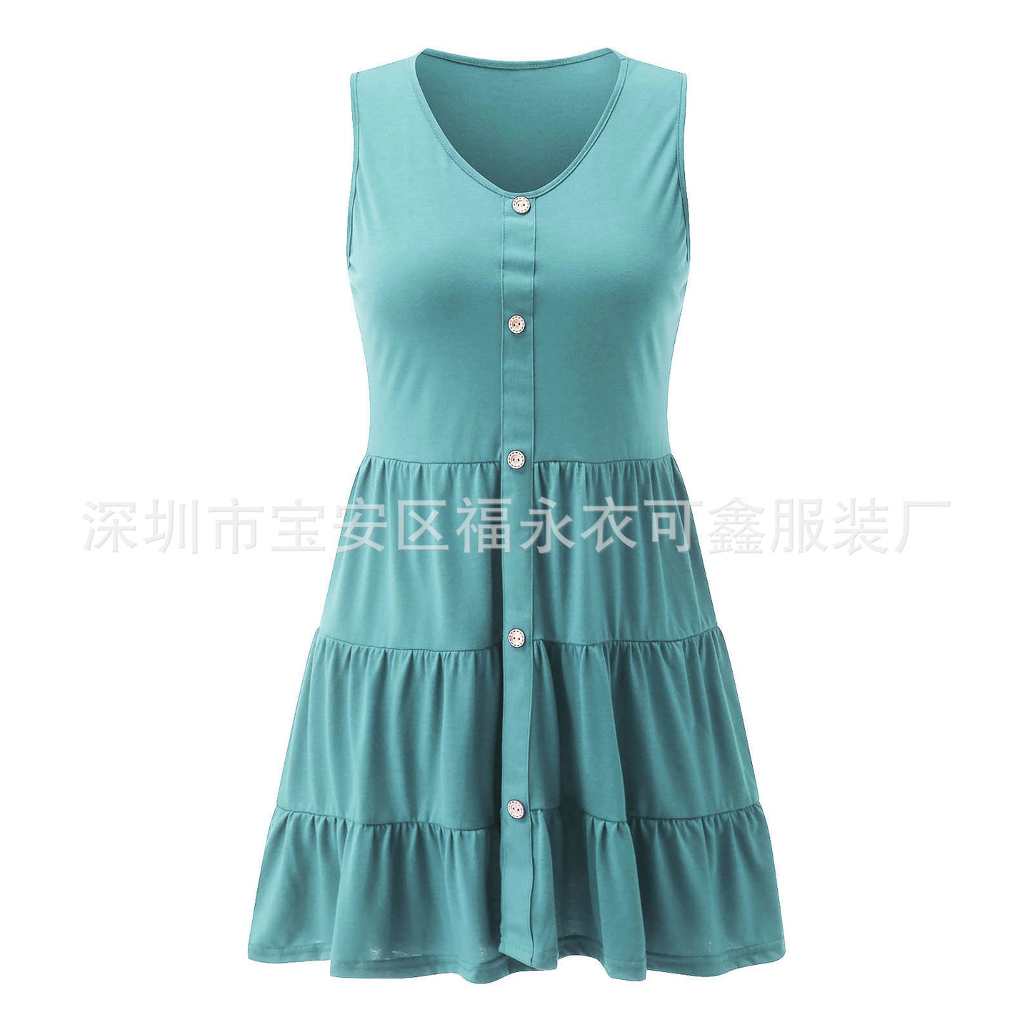 Summer Button Sleeves Daily Dresses