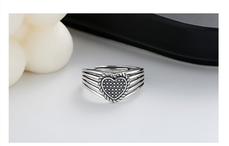 Sweetheart Design Vintage Silver Women Rings