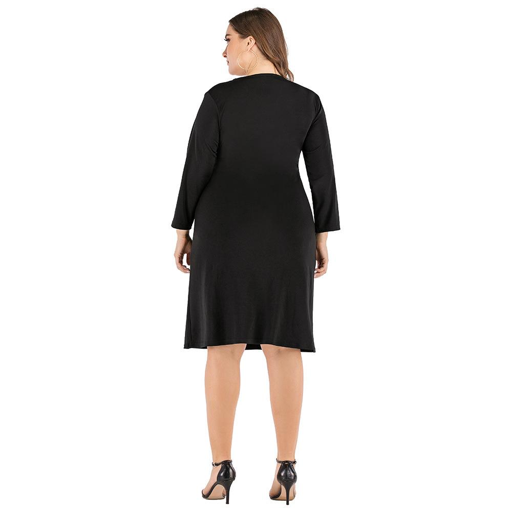 Black Long Sleeves V Neck Plus Sizes Fall Dresses-STYLEGOING