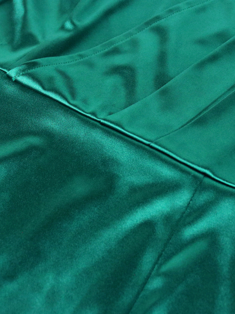 Designed One Shoulder Irregular Green Evening Party Dresses