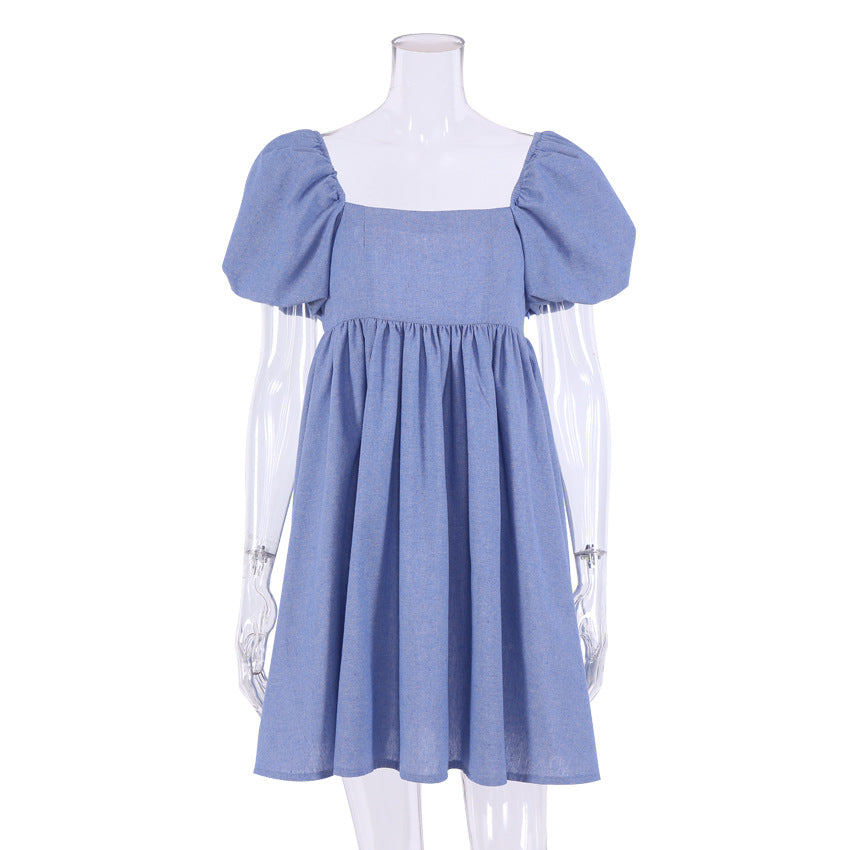 Lovely Linen Square Neckline Mini Dresses