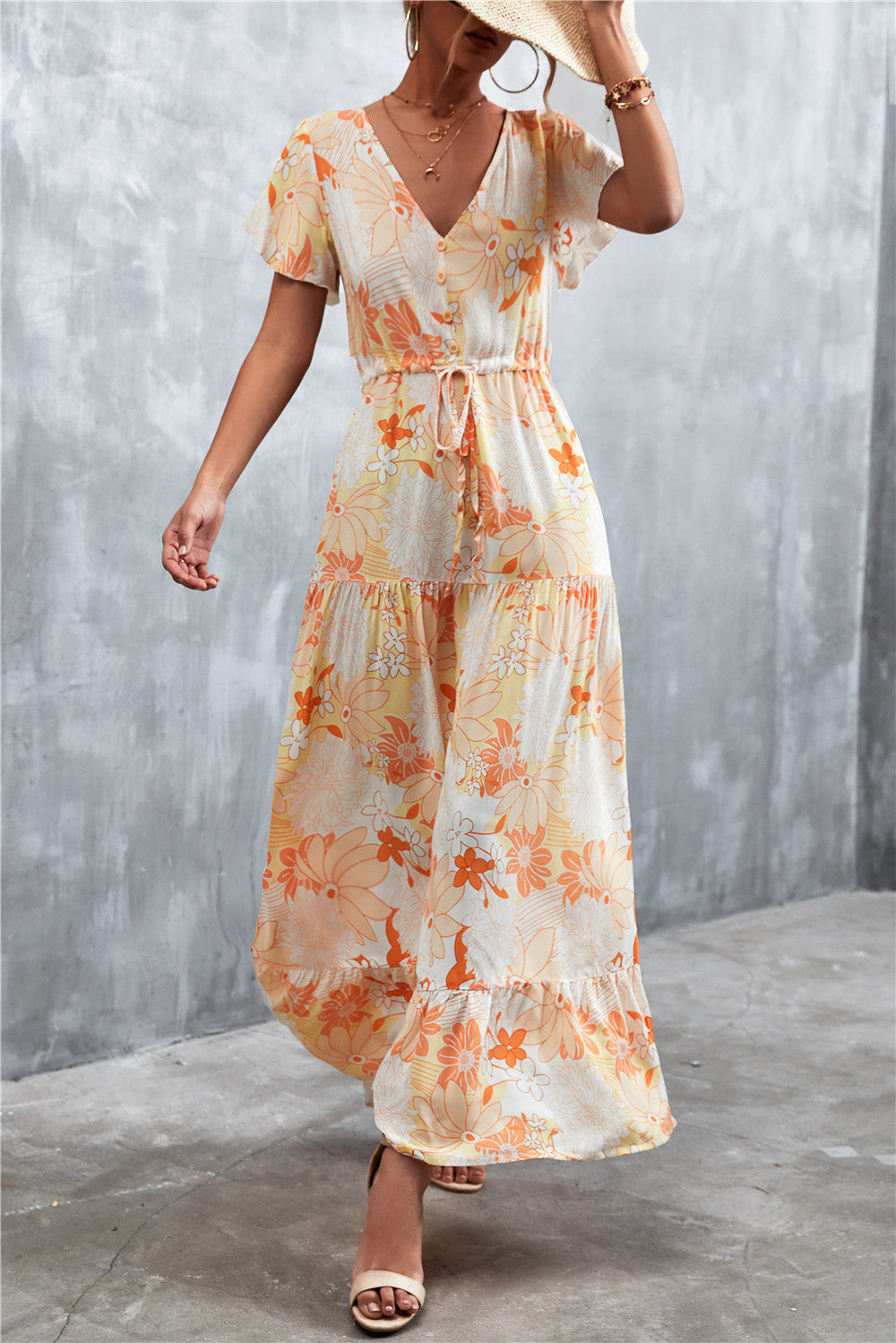 Casual V Neck Long Maxi Dresses