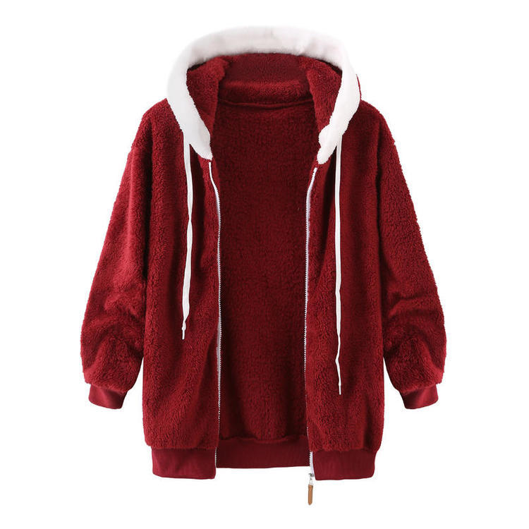 Casual Velvet Zipper Hoodies Tops for Winter