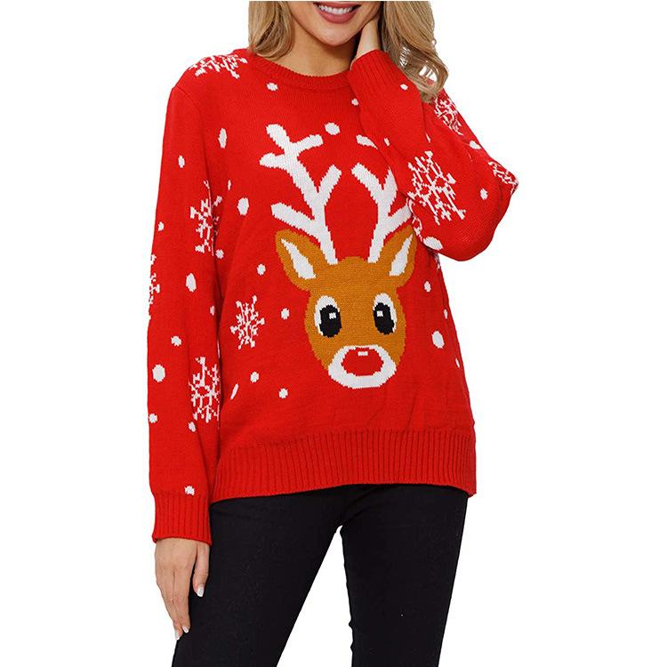 Red Christmas Elk Women Knitting Sweaters for Winter