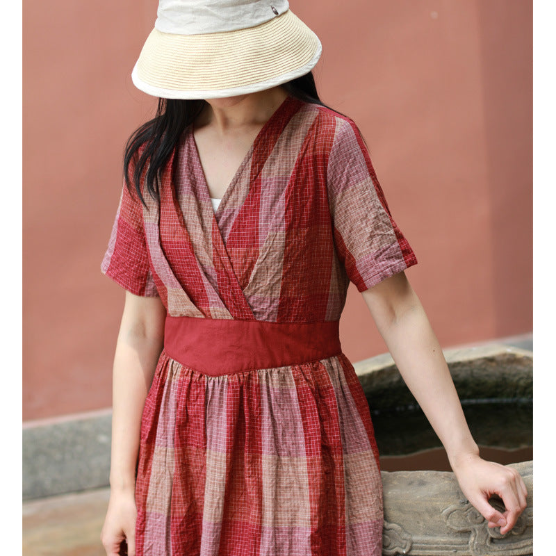Summer Linen Vintage V Neck Long Maxi Dresses