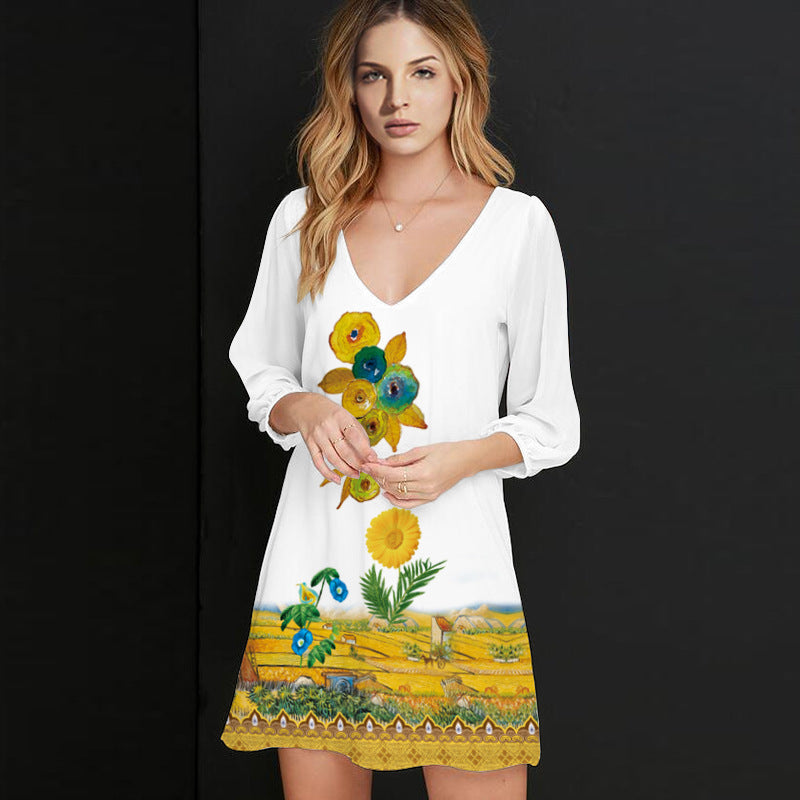 Chiffon Floral Print Casual Summer Dresses