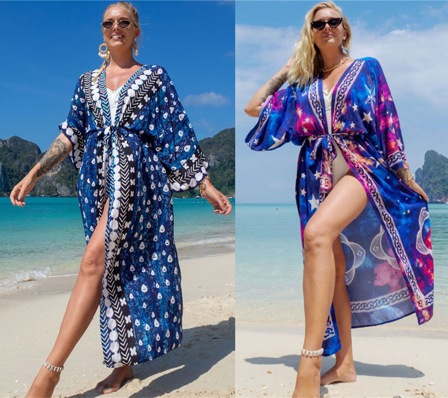 Fashion Floral Print Summer Kimono Beachwear Cover Ups