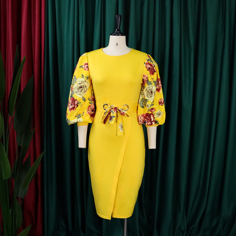 Classy Floral Print Plus Sizes Dresses for Women