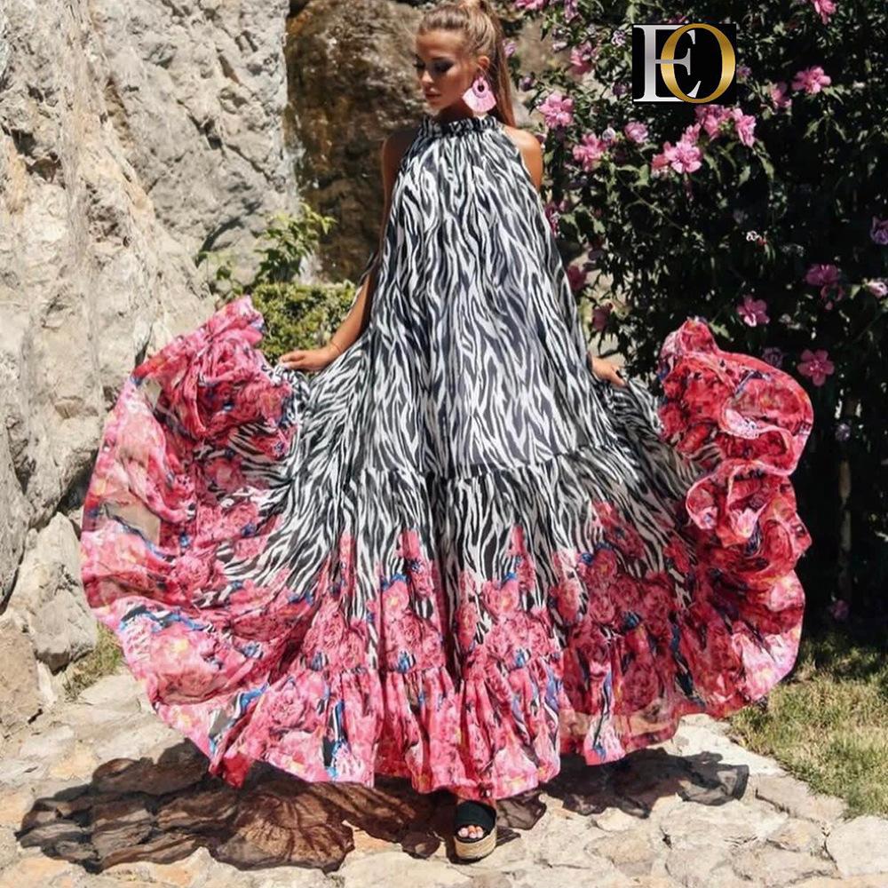Amazing Floral Print Summer Beach Long Dresses-STYLEGOING