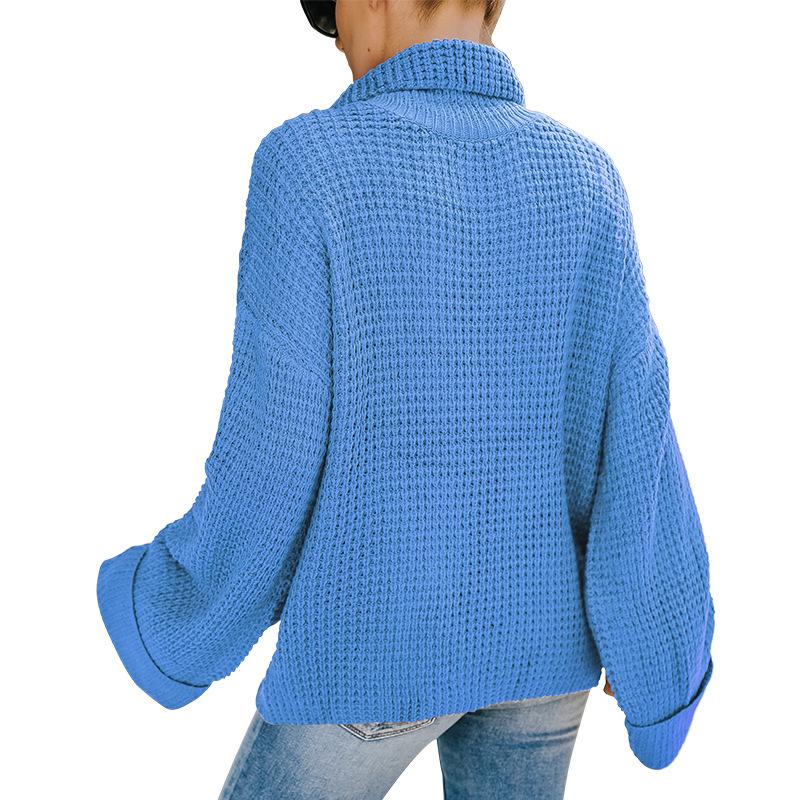 Women High Neck Knitting Fall Sweaters-STYLEGOING