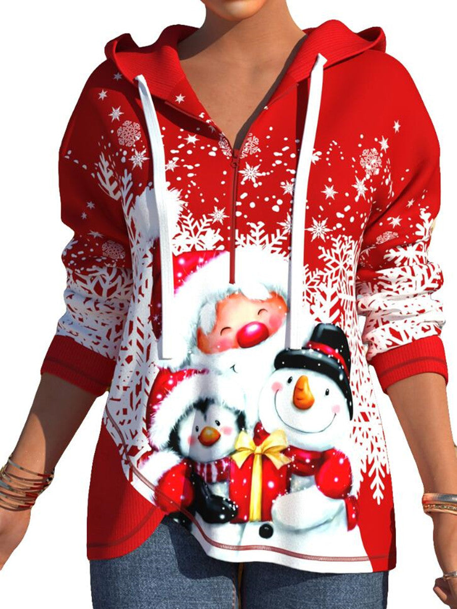 Christmas Red Snowma Zipper Hoodies