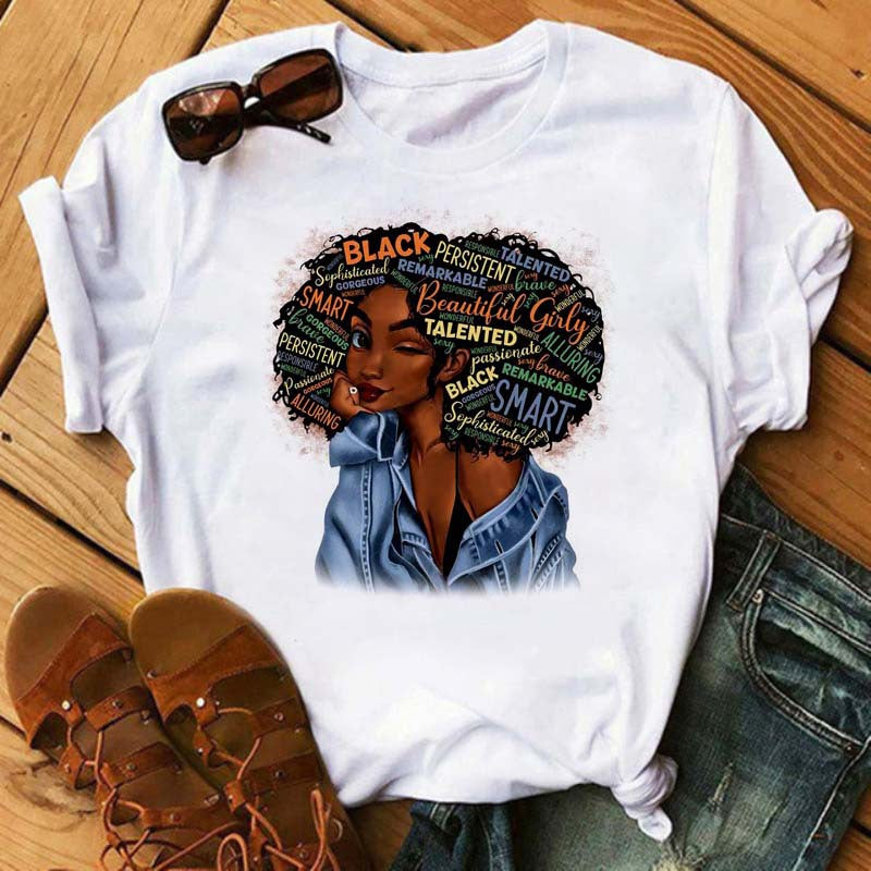 African Girl Women Short Sleeves T Shirts