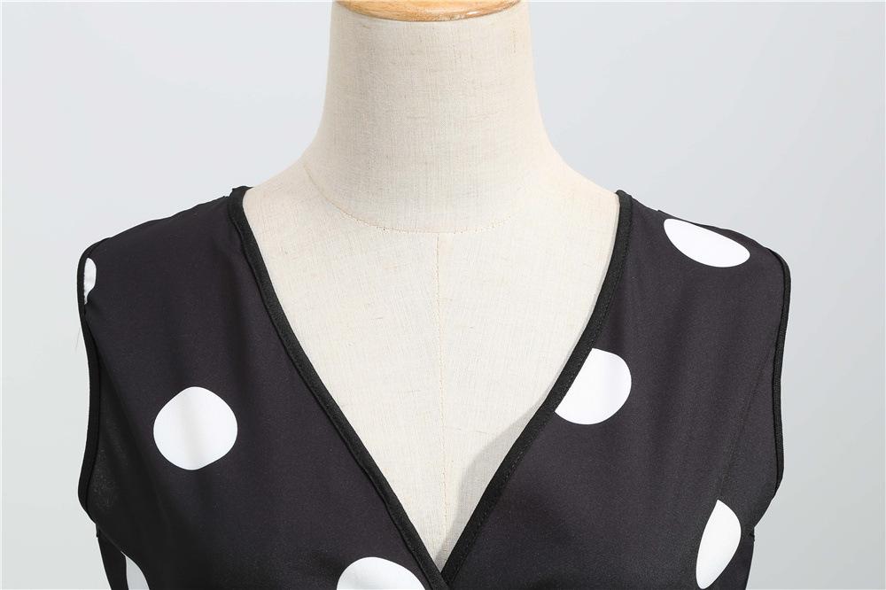 Casaul Sleeveless Dot Print Vintage Dresses-STYLEGOING