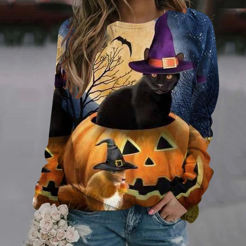Halloween 3D Pumpkin Print Women Hoodies