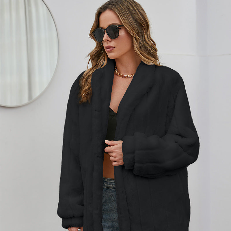 Winter Velvet Artificial Fur Coats for Women