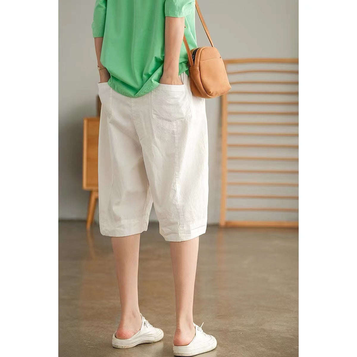 Summer Cotton Linen Summer Women Half Pants