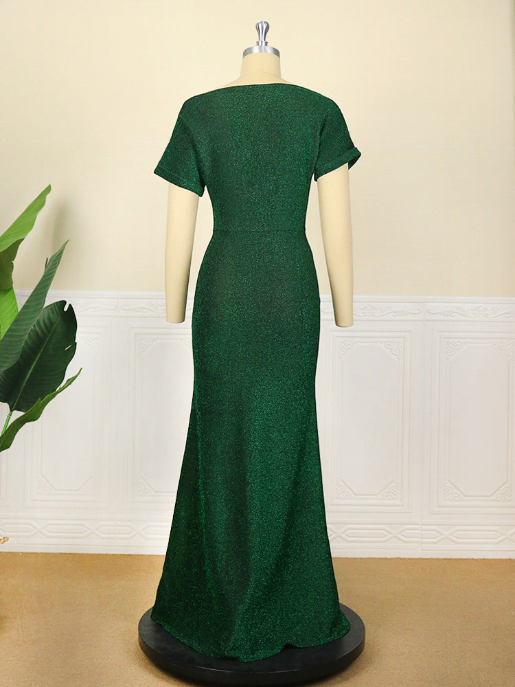 Simple Design High Waist Green Women Party Dresses