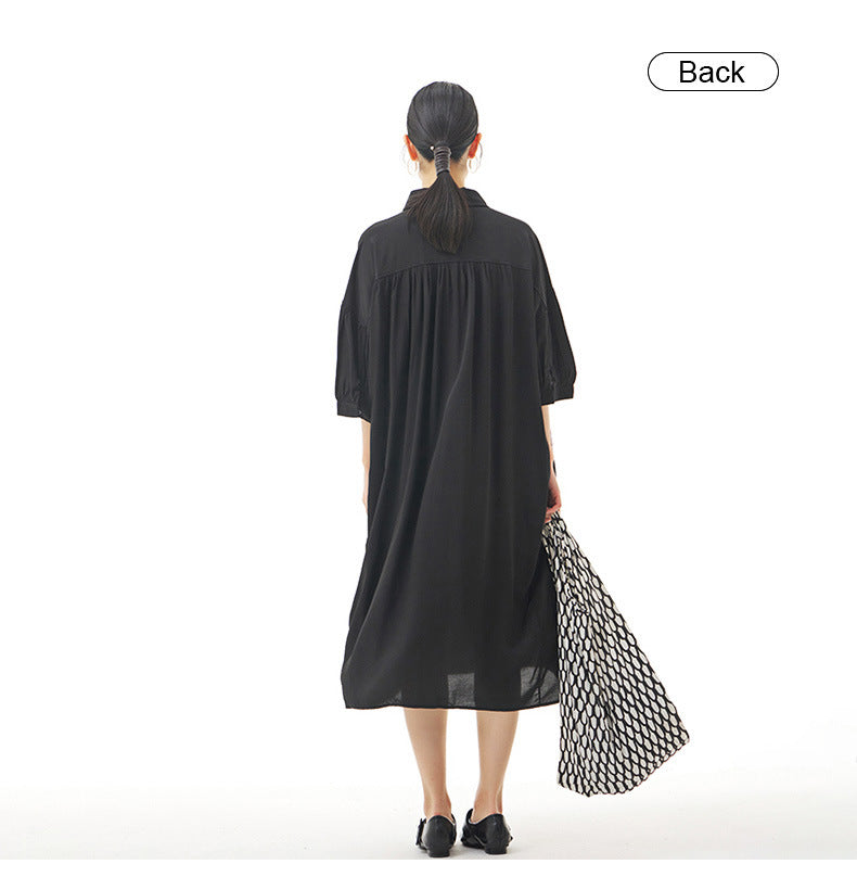 Casual Summer Puff Sleeves Women Shirt Dresses