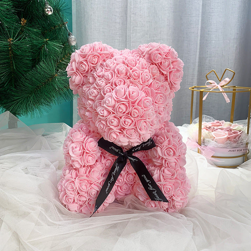 Valentine's Gift Preserved Flowers Rose Bear 25cm