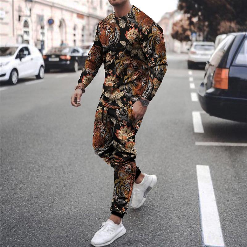 Casual Print Men's Sports Suits-STYLEGOING