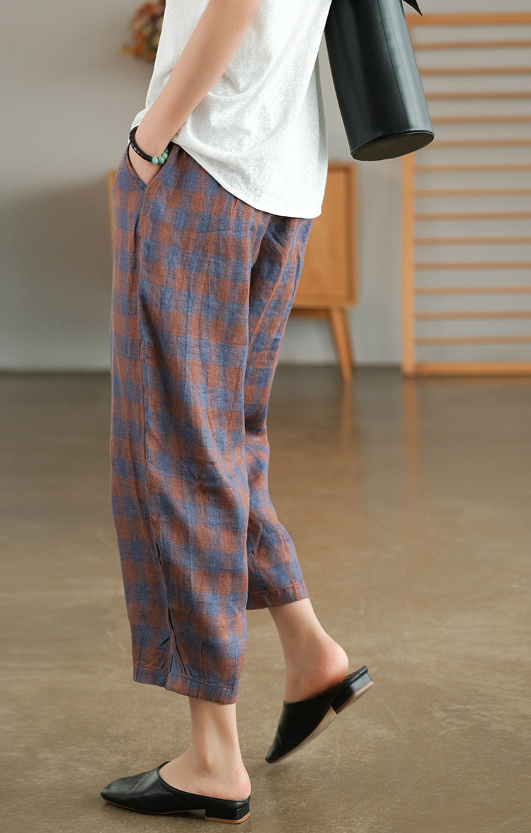 Casual Comfort Elastic Waist Linen Harem Pants